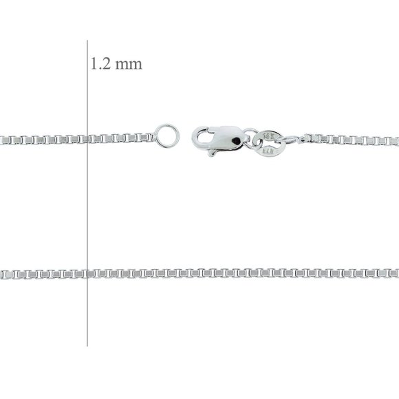 20" Box Link Chain Necklace 14K White Gold - Picture 3 of 3
